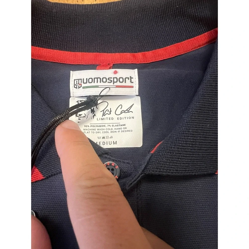 Uomosport Tennis Polo Shirt Medium Pat Cash Limited Short Sleeve Blue Performanc